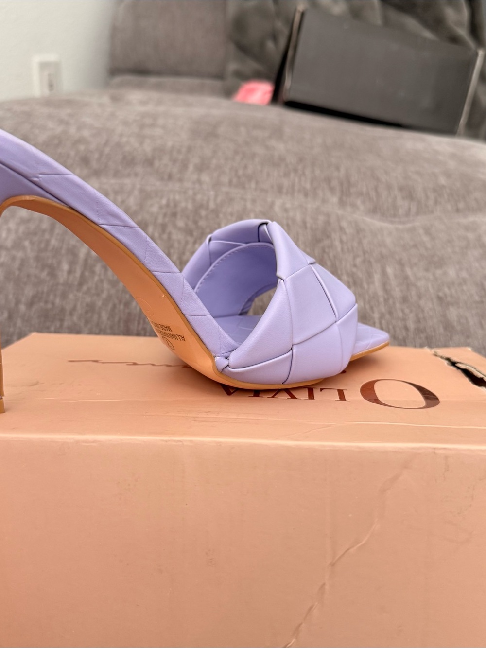 Lilac Woven Heeled Slide - Women's Fashion Sandal